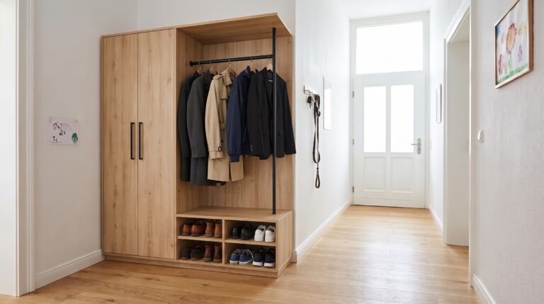 Garderobenschrank Ecke Holzoptik