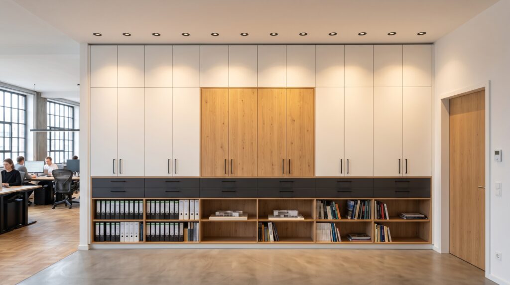 Büroschrank in Nische raumhoch
