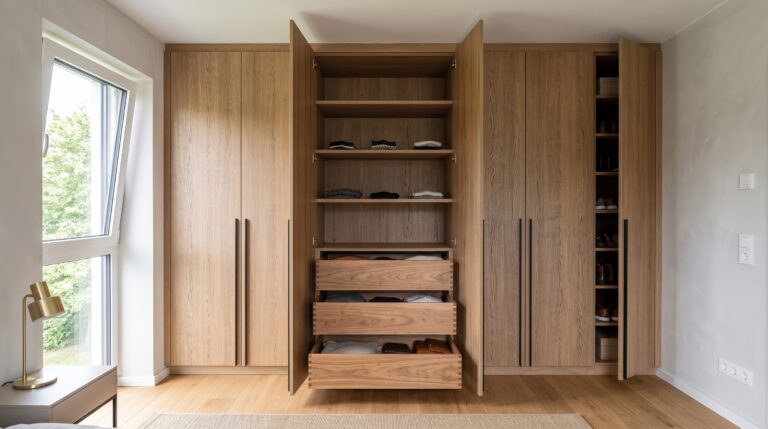 Schlafzimmerschrank raumhoch, Holzoptik