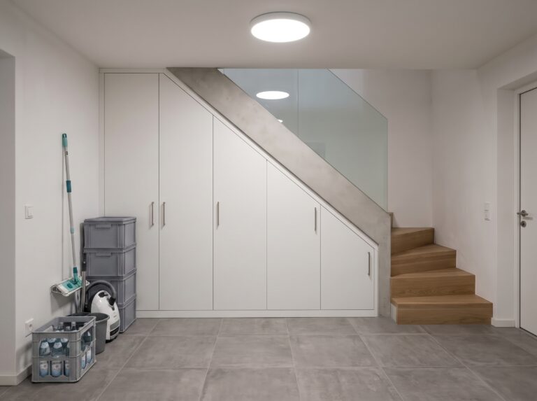 Schrank unter der Treppe im Keller