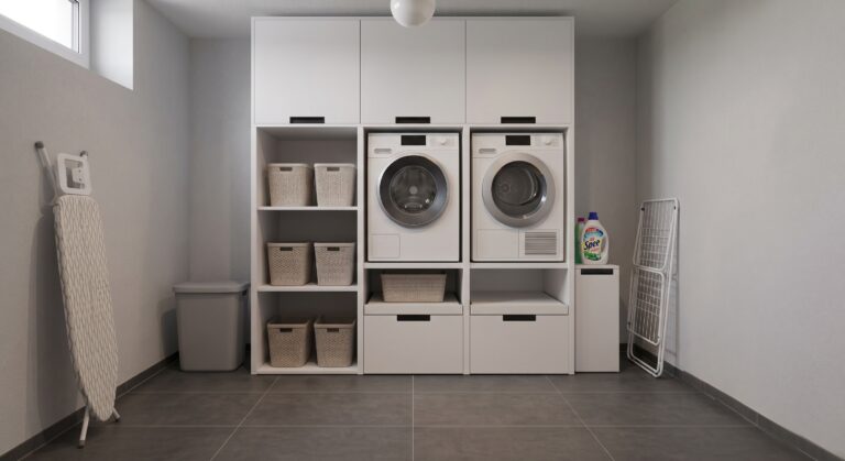 Waschmaschinenschrank im Hauswirtschaftsraum